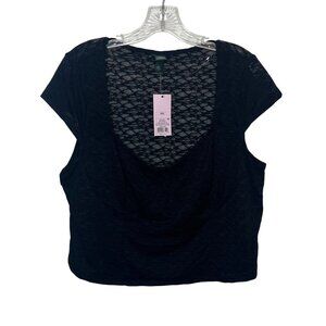 Wild Fable Floral Lace Shirt Womens XXL Black New